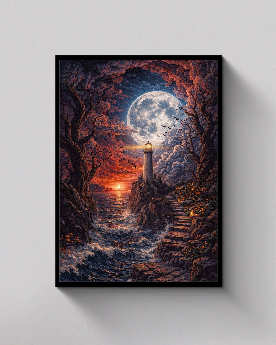 Mondbeschienener Leuchtturm