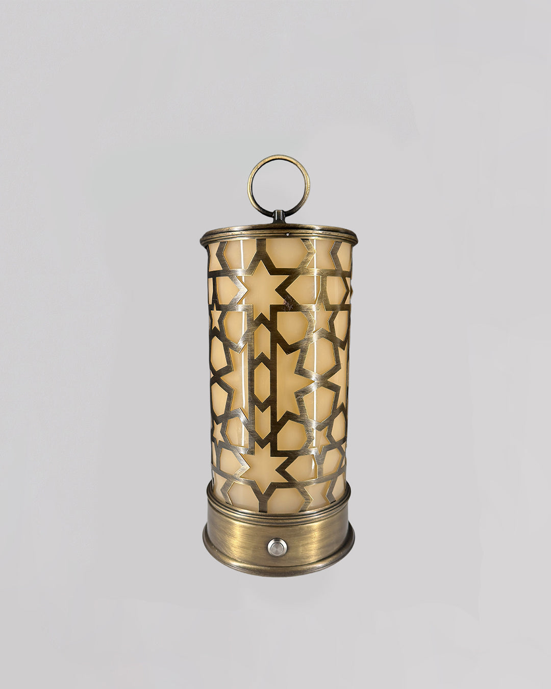 Decorative lantern with geometric pattern on a light gray background