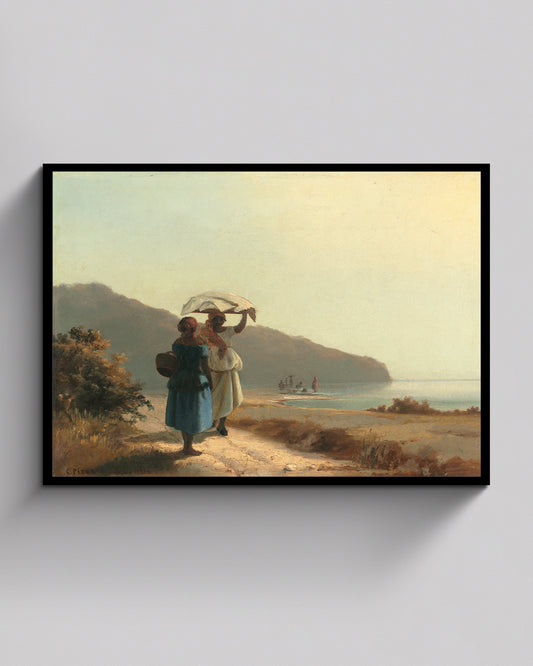 Zwei Frauen unterhalten sich am Meer, Saint Thomas